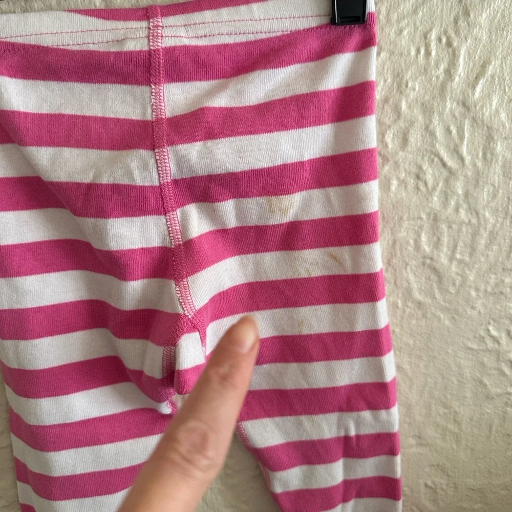 Hanna Andersson Long John Pajama Set Power Pink Hanna White Girls Kids 2T FLAWS